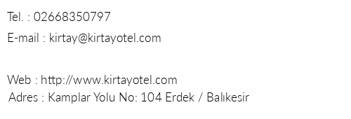 Krtay Butik Hotel telefon numaralar, faks, e-mail, posta adresi ve iletiim bilgileri